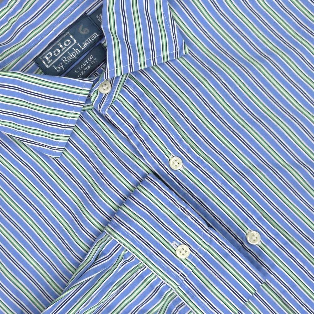 Polo Ralph Lauren Shirt Mens XL Blue Stripe Long Sleeve Stanton Fit Button Down